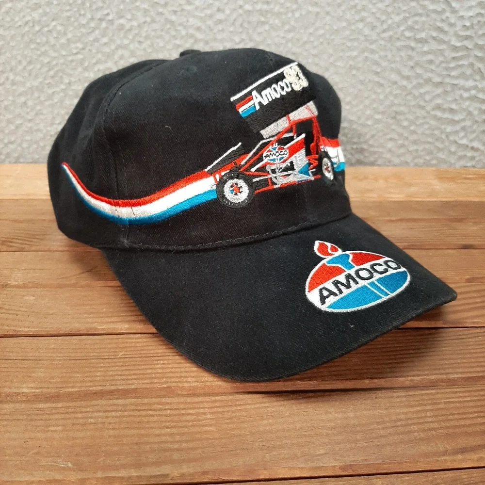 Vintage Nascar Hat Adult Black Snapback Cap Dave Blaney Amoco 1990s‎ Y2K Racing